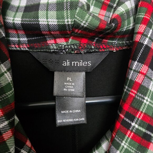 Ali Miles Cowl Neck Oversized Casual Black Red Plaid Print Pullover Tunic PL - Picture 10 of 11